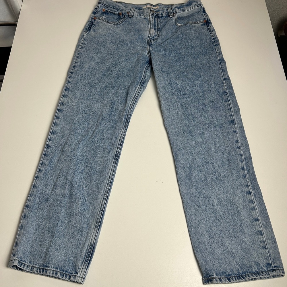 Levis Low Pro Straight Jeans Light Wash Denim 31 x 30 Light Blue Acid Wash